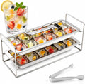 Stainless Steel Ice Cube Tray 2 Pack, Metal Ice Cube Tray with Lever, Ice Cube Tray Mold for Freezer, Whiskey, Cocktail, Comes with a Stand & Tweezers, Vintage & Retro, Easily Releases 36 Ice Cubes