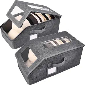 Hat Boxs for Men,Stackable Hat Storage for Baseball Caps,Dark Gray,2 Pack