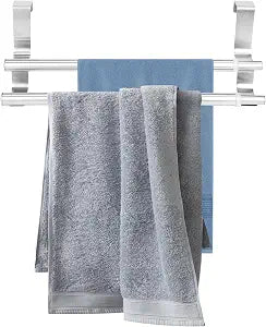 Omabeta Adjustable Double Layer Stainless Steel Towel Rack  Telescopic 26-40cm Bathroom Organizer, Easy to Install(1PCS)