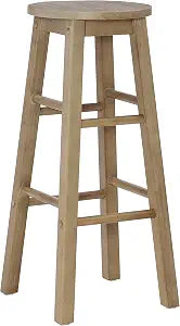Linon Zeke Grey Wash 29" Barstool with Round Seat