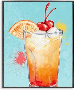 Fruity Cocktail on Blue, 16 x 20 Inch Framed Gicle Print