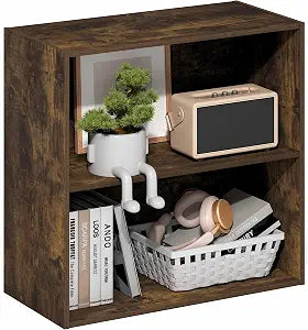 Furinno PASIR 2-Tier Book Shelf, Open Shelves Bookshelf, Amber Pine