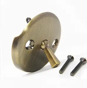 PF WaterWorks PF0960-ABBath Tub/Bathtub Drain Trip Lever Overflow Face Plate with Matching Screw for Waste and OverflowAntique Brass
