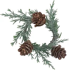 "SARO LIFESTYLE Collection Pine Cone Napkin Rings (Set of 4), Diameter: 1.5"", Green" (NR371.G)