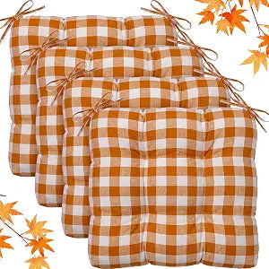 Geetery 4 Pack Fall Outdoor Chair Cushions, Kitchen Chair Pads Orange