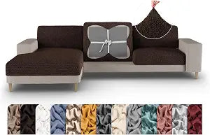 PAULATO BY GA.I.CO. Couch Cushion Cover - Sofa Cushion Cover - T-Cushion & Box-Cushion Slipcover - Replacement Furniture Protector - Stretch Seating Covers - Dark Brown (Seat or Back Cushion)