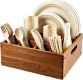 Acacia Wood Utensil Caddy Silverware Caddy for Parties, 6 Compartment