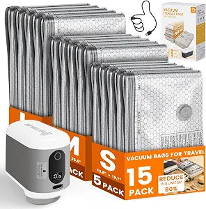 Cruise Essentials 2026, 15 Pack Vacuum Seal Bags for Clothing Travel