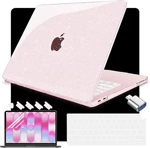 Teryeefi for MacBook Neo 13 Case 2026 Release Model A3404 (A18 Pro Chip), Sparkling Star Protective Hard Shell Cover & Keyboard Cover & Type C Adapter - Glitter Clear