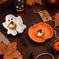 Rtteri Halloween Ceramic Spoon Rest Set Mini Spoon Holder, Ghost and Pumkin