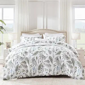 SLEEP ZONE 7 Pieces Bed in a Bag Comforter Sets King, Tropical Plants Green Fluffy Breathable BIAB with 4 Corner Tabs