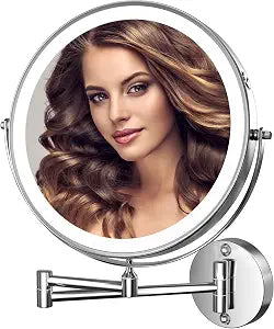 Hasipu 8.5" Wall Mounted LED Makeup Mirror, 1X/10X Magnifying Vanity Mirror