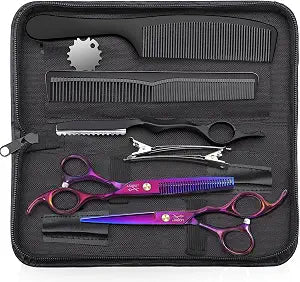 JASON Hair Cutting Scissors Set - 10 PCS Professional Haircut Shears Purple