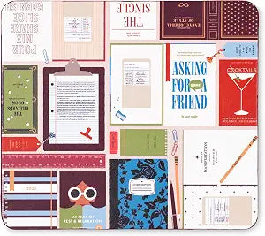 kate spade new york Leatherette Mouse Pad, 9" x 8" Mouse Mat with Non-Slip Back, Cute Mouse Pad for Office Desk (Book Club)