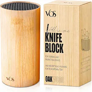 Vos Universal Knife Block - Countertop Knife Block Without Knives - Knife Holder with Non-Slip Base Sturdy Knife Organizer - Space Saving Knife Stand, Sleek & Modern Knife Rack - Bamboo