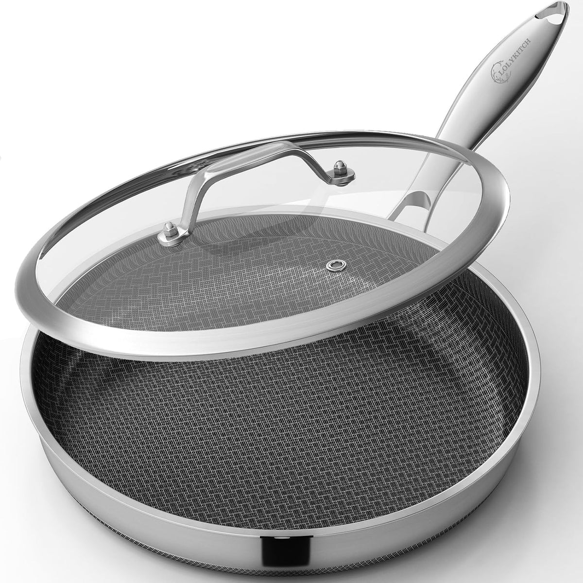 LOLYKITCH 12-Inch Nonstick Frying Pan Skillet with Lid | Ceramic Coating