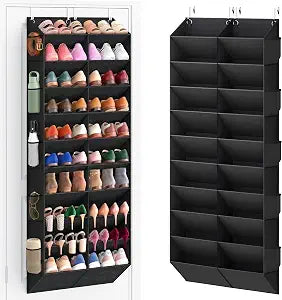 UVIAHOMI 20-30 Pairs Over the Door Shoe Organizer with Side Mesh Pockets