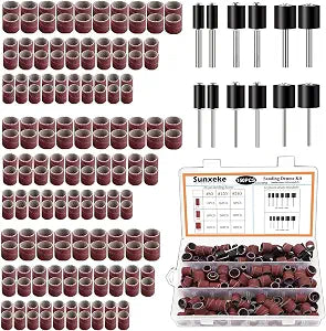Sanding Drum Set for Most Rotary Tools-Includes 138 Aluminum Oxide Sanding Sleeves for Drum Sanders (80,120,240 Grit) and 12 Drum Mandrels-Sanding Bits Tool Accessories with Box