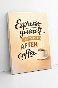 ICE ARMOR Funny Coffee Quote Canvas Wall Art, Espresso Yourself Typography Poster, Cafe Decor for Kitchen, Coffee Bar or Dining Room 16x24 Inch Frameless Canvas Print - Ready to hang