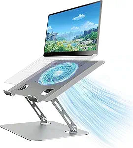 Laptop Cooling Stand with Fan and One Key Switch, Adjustable Laptop Riser