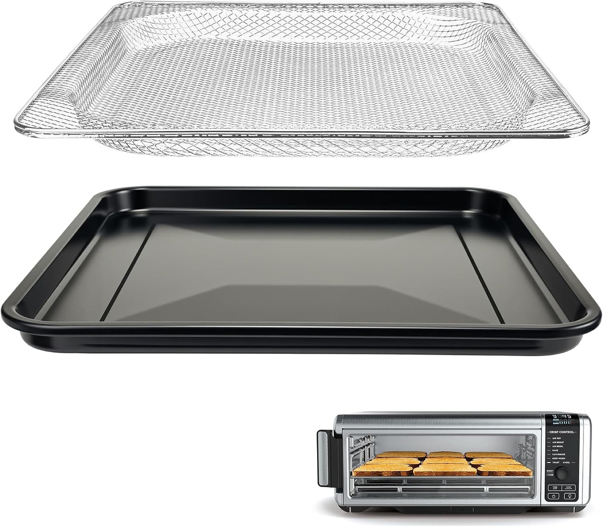 Air Fryer Basket & Baking Pan for Ninja SP101, Stainless Steel Non-Stick