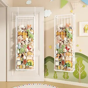 SWTYMIKI Hanging Stuffed Animal Storage - Over Door Toy Organizer, 3-Tier