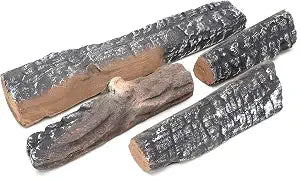 Skyflame Small Gas Fireplace Logs - 4 Pcs Ceramic Wood Logs