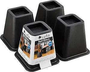 Lufia Bed Furniture Risers Heavy Duty, Stackable Bed Lifts Risers for Sofa, Table, Couch, Chair or Desk, Set of 4 Bed Lifts (Black, 6 inch)