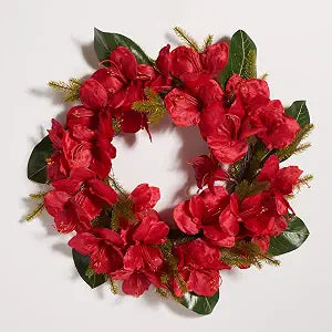 SAFAVIEH Home Collection 24-inch Decorative Artificial Amaryllis & Magnolia Leaf Wreath (Fully Assembled)
