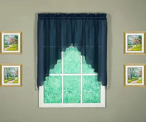 Today's Curtain Emelia Original Voile Swag Pair 38", Navy, 60" W x 38" L