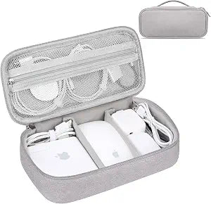 Lacdo Electronic Organizer Travel Cable Organizer Bag Pouch Tech Electronic Accessories Carry Case Portable Double Layers Charger Case for Cable, Cords, Charger, Earphone, Power Bank, Gray