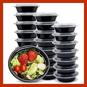 Meal Prep Containers Round [10 Set] x [16 oz] with Lids, 1 compartment, Stackable, Reusable, Leakproof, Food Safe, Microwave, Freezer & Dishwasher Safe for Food Prep Storage (10 Set, 16 oz)