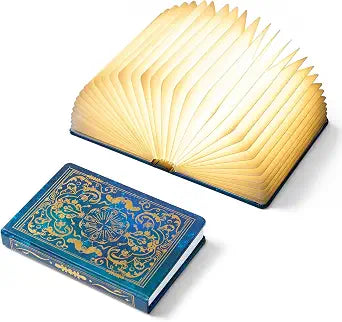 Uniwolk Book Lovers Gifts BookLamp - 5 Color Lights, 1200mah Battery, Foldable Paper Lamp as Book Decor & Accessories, Hot Foil Cover Design, Unique Gifts for Women or Friends & Christmas