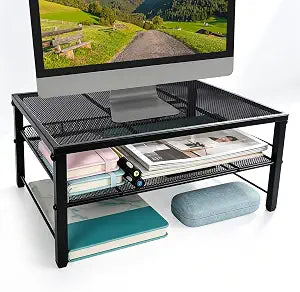 COSYAWN Metal Monitor Stand Riser, 2-Tier Desk Organizer for Laptop,1 Pack