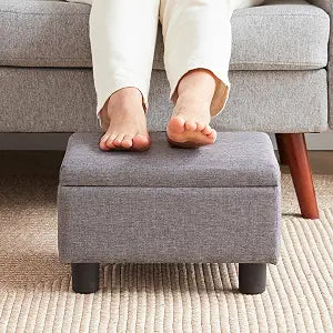 Small Foot Stool Under Desk Foot Stools Ottoman Footstool Foot Stools Small Footstools Foot Stool for Living Room Foot Rest 15" W x 12" D x 9.5" H Linen Dark Grey