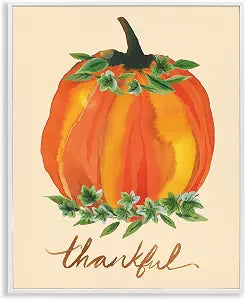 Thankful Pumpkin Leaf Botanicals, 16 x 20 Inch Framed Gicle Print