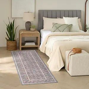 Nourison Home Botanical Washables Charcoal Multicolor 2' x 6' Area Rug - Easy Clean, Non Shedding, Bed Room, Living Room, Dining Room, Kitchen (6' Runner)