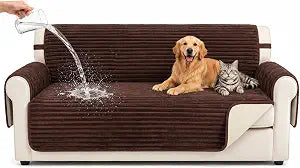 Fixwal Waterproof Flannel Sofa Couch Cover for Dogs, Dark Brown