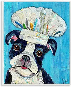 Mix a Lot Chef Dog Whimsical Collage, 16 x 20 Inch Framed Gicle Print