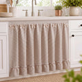 Tudomro Beige Brown Gingham Sink Skirt for Bathroom Ruffled Cabinet Curtain