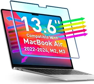 VINTEZ Magnetic Blue Light Screen Protector Compatible With MacBook Air 13.6" 2022, 2023, 2024, 2025 M2, M3, M4 Anti Blue Light Blocking Filter for Laptop