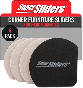 Super Sliders 5" Slide & Hide Reusable Furniture Sliders for Hard Surfaces, Anti-Slip Protective Furniture Moving Pads for Beds, Sofas, Dressers, Set of 4, Beige
