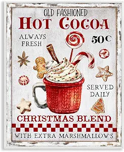 Vintage Hot Cocoa Holiday Plaid, 11 x 14 Inch Framed Gicle Print