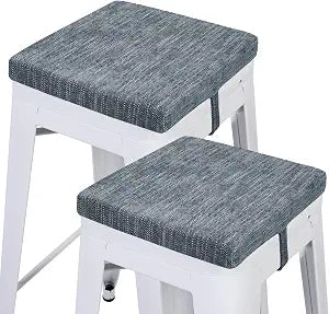baibu 14 Inch Memory Foam Non Slip Stool Cushion Square Set of 2, Dual-Layer Design Bar Stool Cushions with Ties Square Chair Pad for Stackable Kitchen Stools, Dark Grey (14'' (35CM))