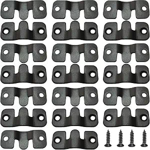 20Pcs Black Flush Mount Bracket 1.73" x 0.75" Stainless Steel Interlock Photo Hanging Buckle, Heavy Duty Picture Hanger Sectional Connector Z Clips Headboard Wall Mounting Brackets with Screws