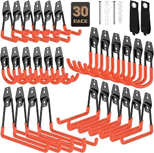Heavy Duty Garage Hooks for Storage & Hanging Items, 30-Pack