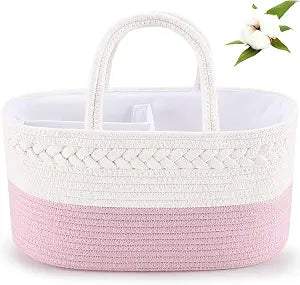 ABenkle Baby Diaper Caddy Organizer, Cotton Rope Nursery Storage Basket
