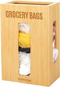 Libreshine Extra Large Bamboo Grocery Bag Holder for Plastic Bags
