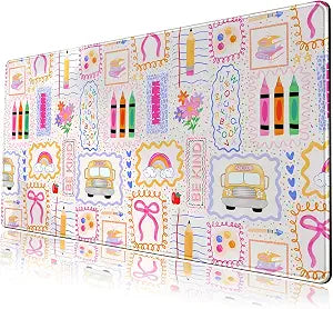 Pink Cute Desk Mat 31.5''X15.7'' Teacher Desk Pad Large Mouse Pad Teacher Appreciation Gift Back to School Extended Gaming Mousepad XXL Keyboard Mouse Mat for Computer Laptop Classroom Decor
