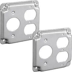 OHLECTRIC 4-inch Square Exposed Work Cover 1 Duplex Receptacle and 15A 1.406", 5/8 Raised Electrical Exposed Cover (2-Pack)